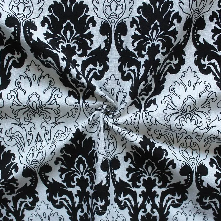 Cotton Black and White Damask With Solid Pocket Free Size Apron Pack Of 1