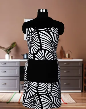 Cotton Black Zebra With Solid Pocket Free Size Apron Pack Of 1