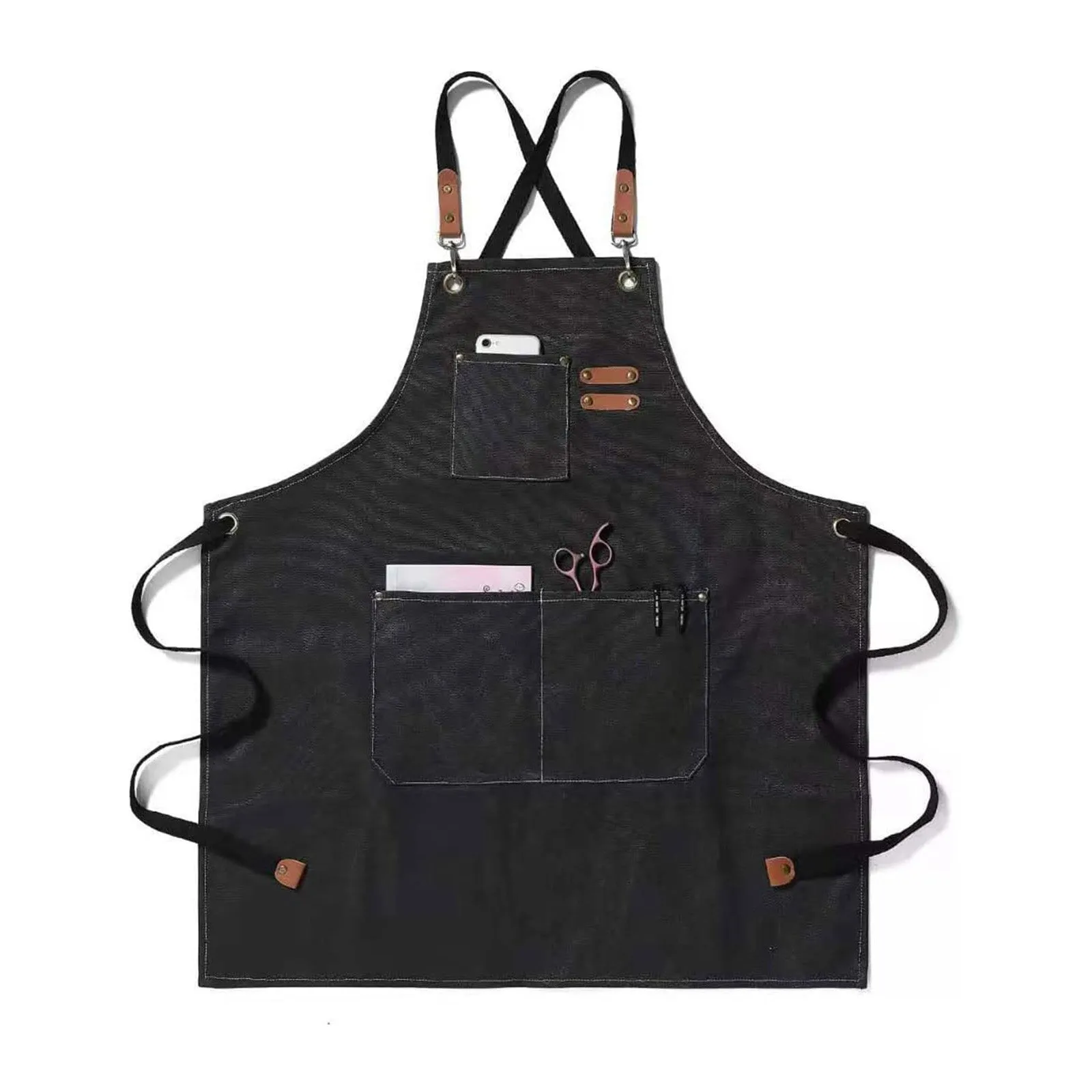 Cotton Canvas Chef Apron Adjustable Strap Cross Back Apron with Pockets for Women and Men