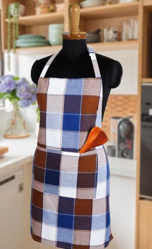 Cotton Dobby Blue Free Size Apron Pack Of 1