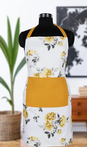 Cotton Elan Flower With Solid Pocket Free Size Apron Pack Of 1