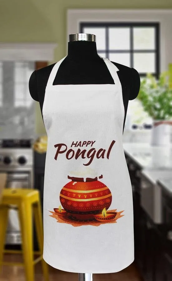 Cotton Pongal Design Free Size Apron Pack Of 1