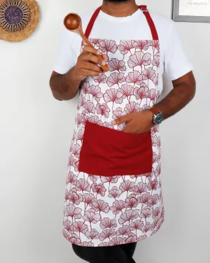 Cotton Single Leaf Maroon With Solid Pocket Free Size Apron Pack Of 1