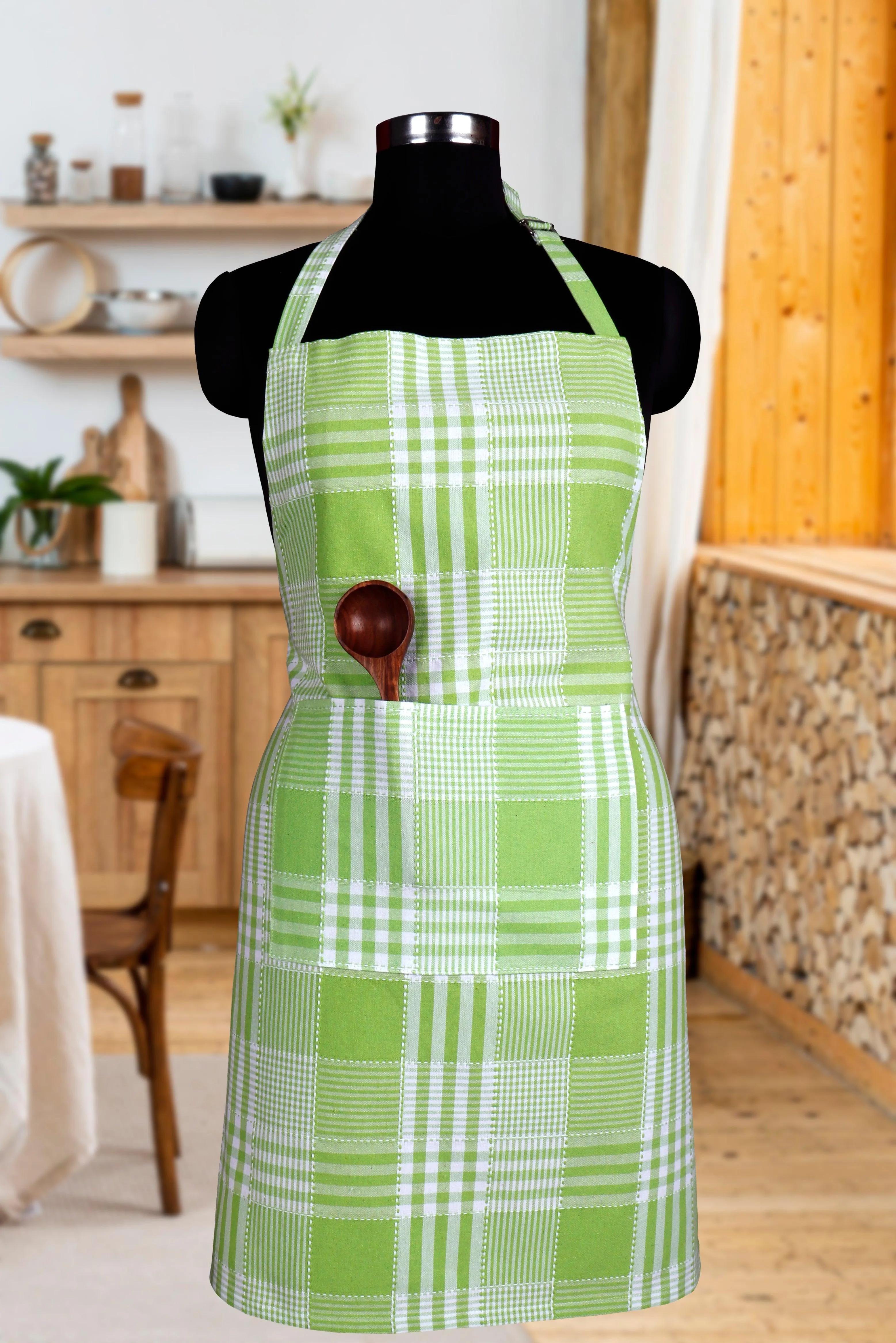 Cotton Track Dobby Green Free Size Apron Pack Of 1