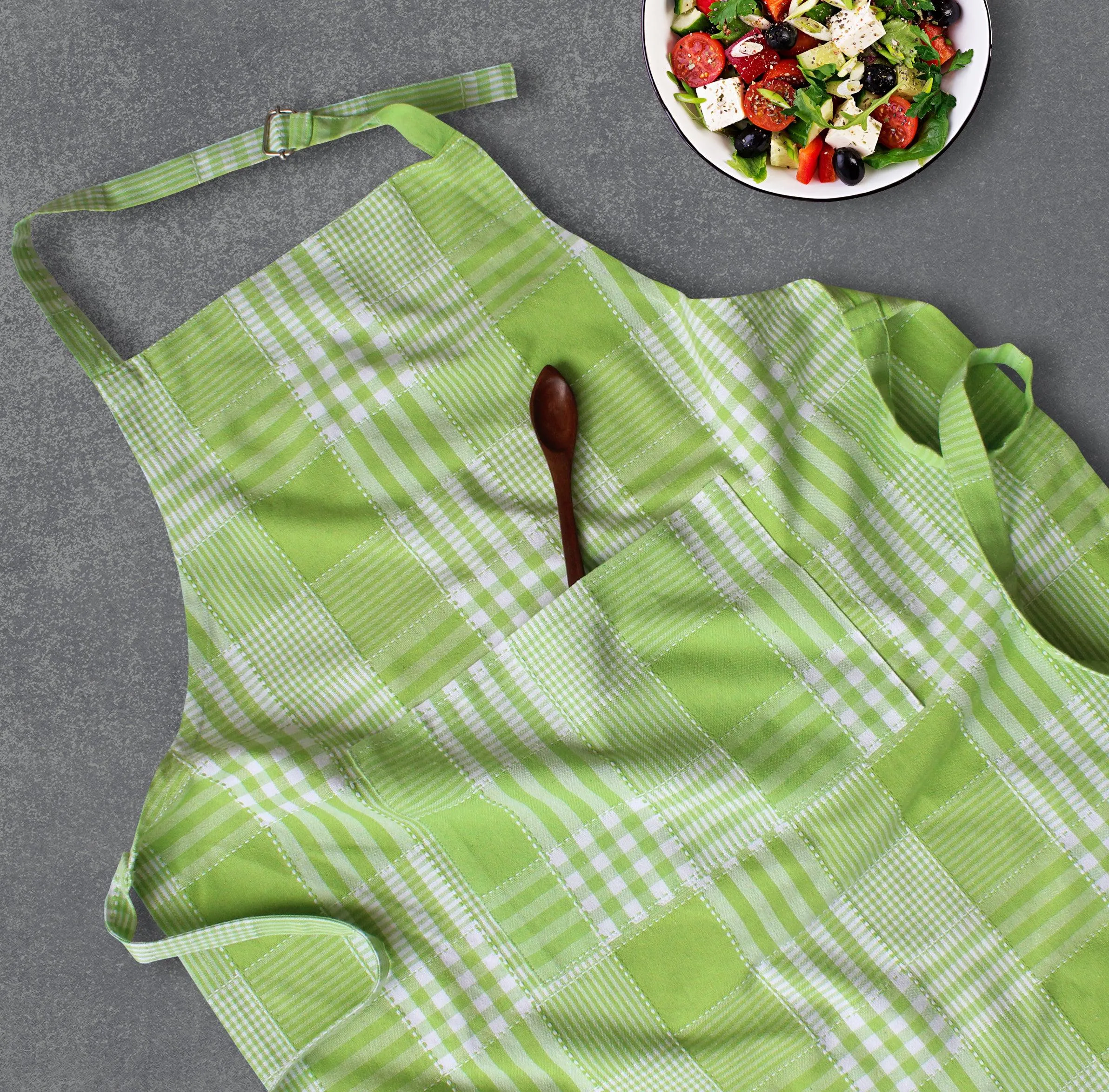 Cotton Track Dobby Green Free Size Apron Pack Of 1