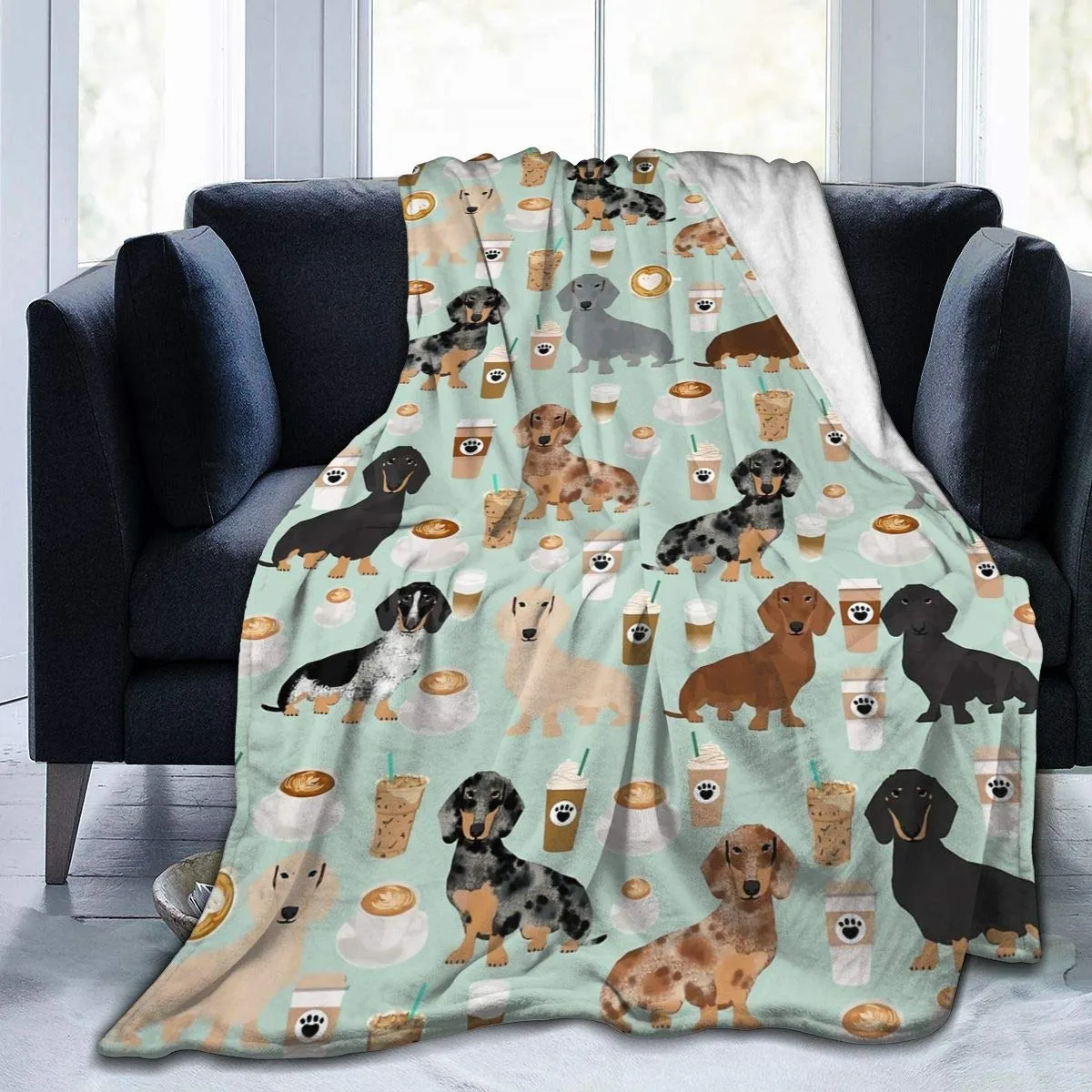 Cute Dachshund Flannel Throw Blanket