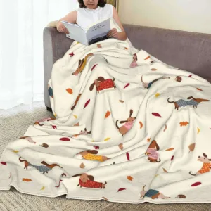 Cute Dachshund Flannel Throw Blanket