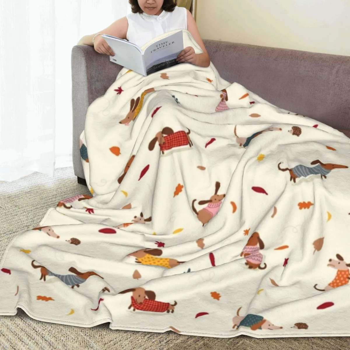 Cute Dachshund Flannel Throw Blanket