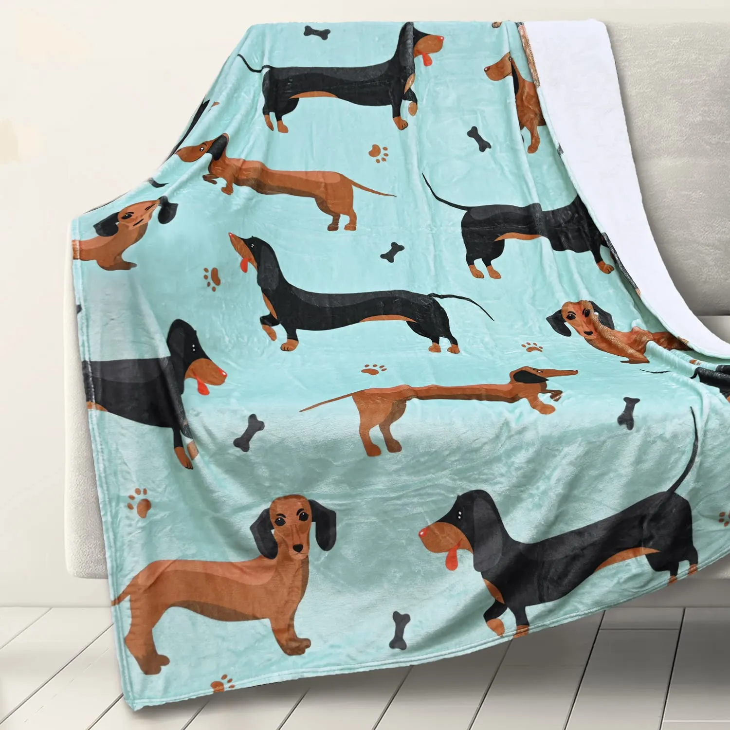 Cute Dachshund Flannel Throw Blanket