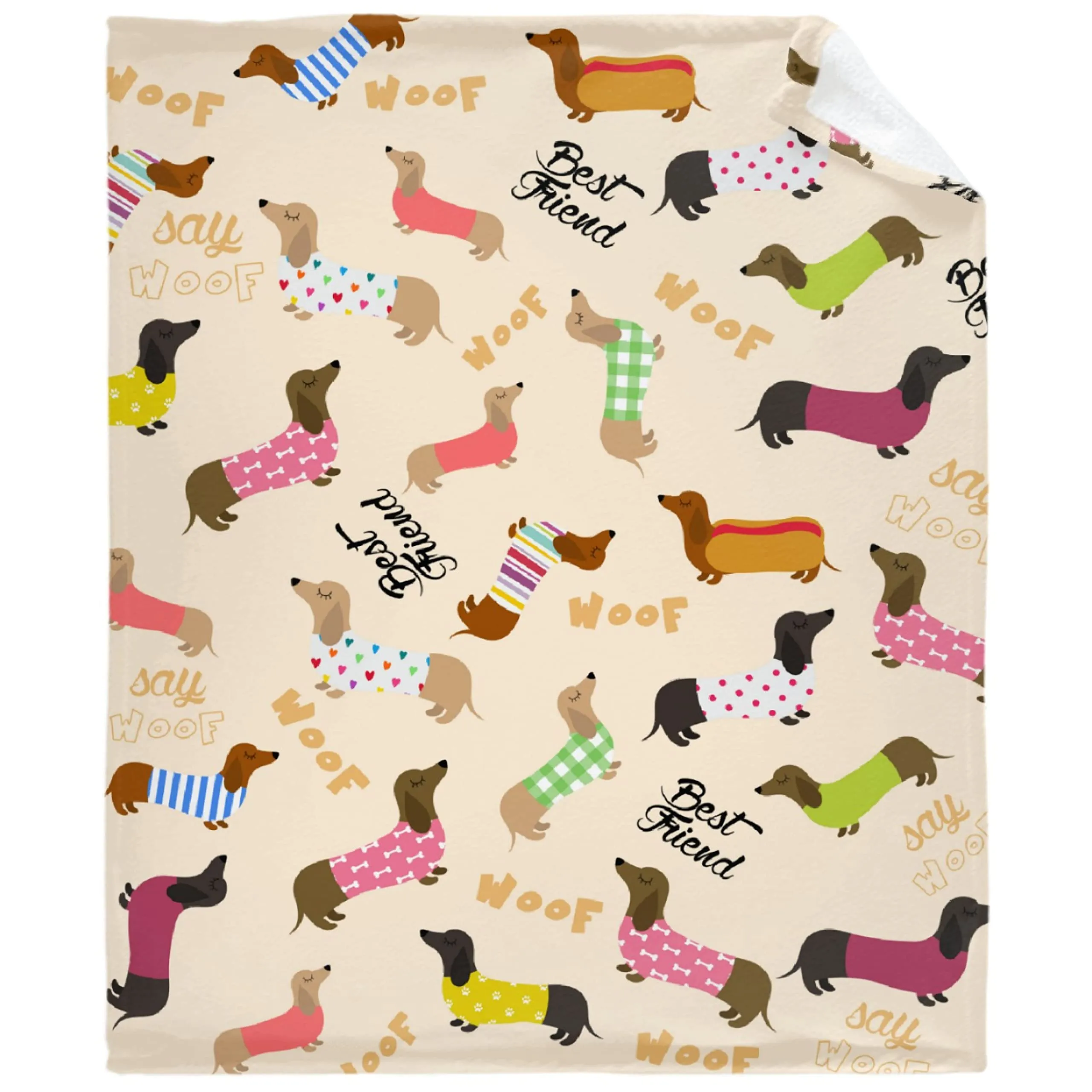 Cute Dachshund Flannel Throw Blanket