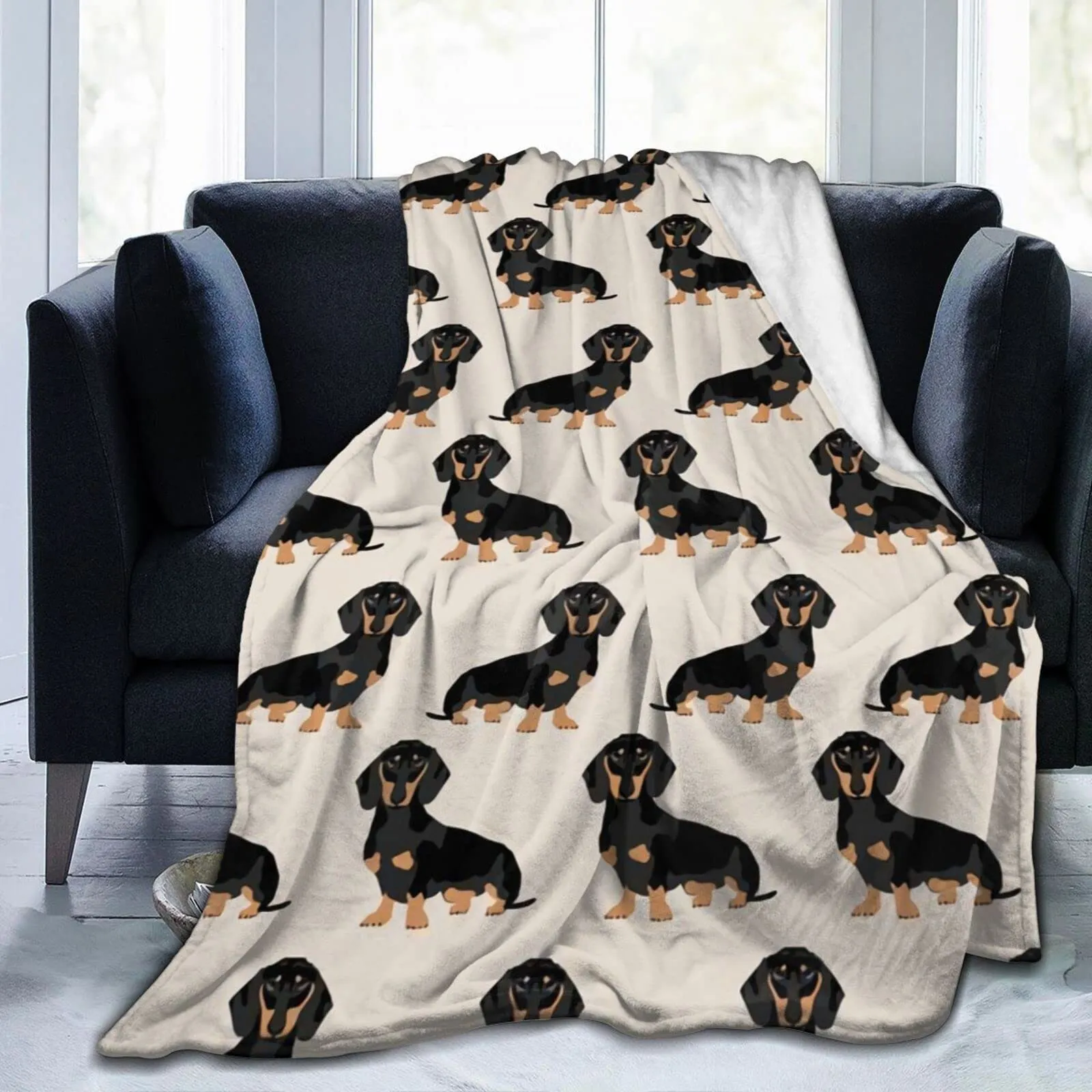 Cute Dachshund Flannel Throw Blanket