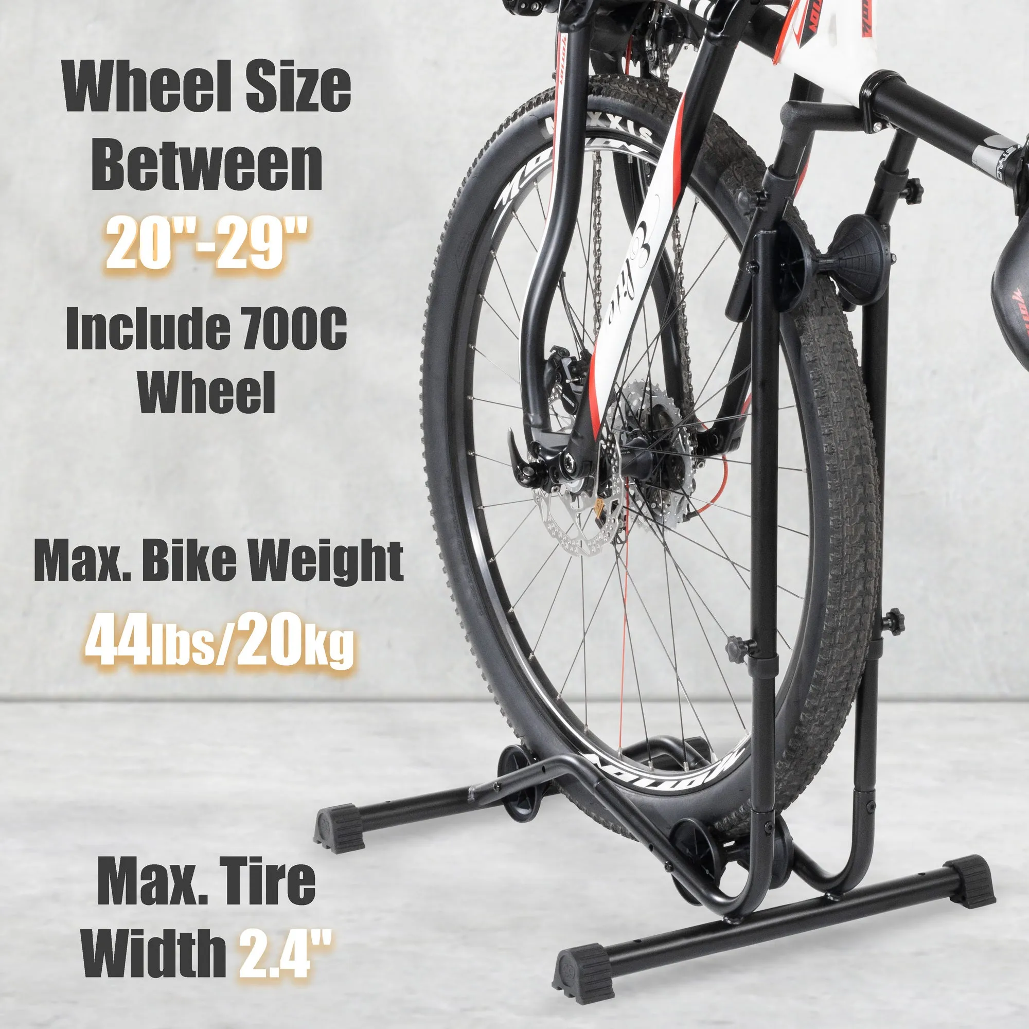 CyclingDeal Upright Bike Stand - Premium Quality Vertical & Horizontal Adjustable Bicycle Floor Parking Rack - for Storing MTB Road Bikes - up to 29” Wheel Size - Classic