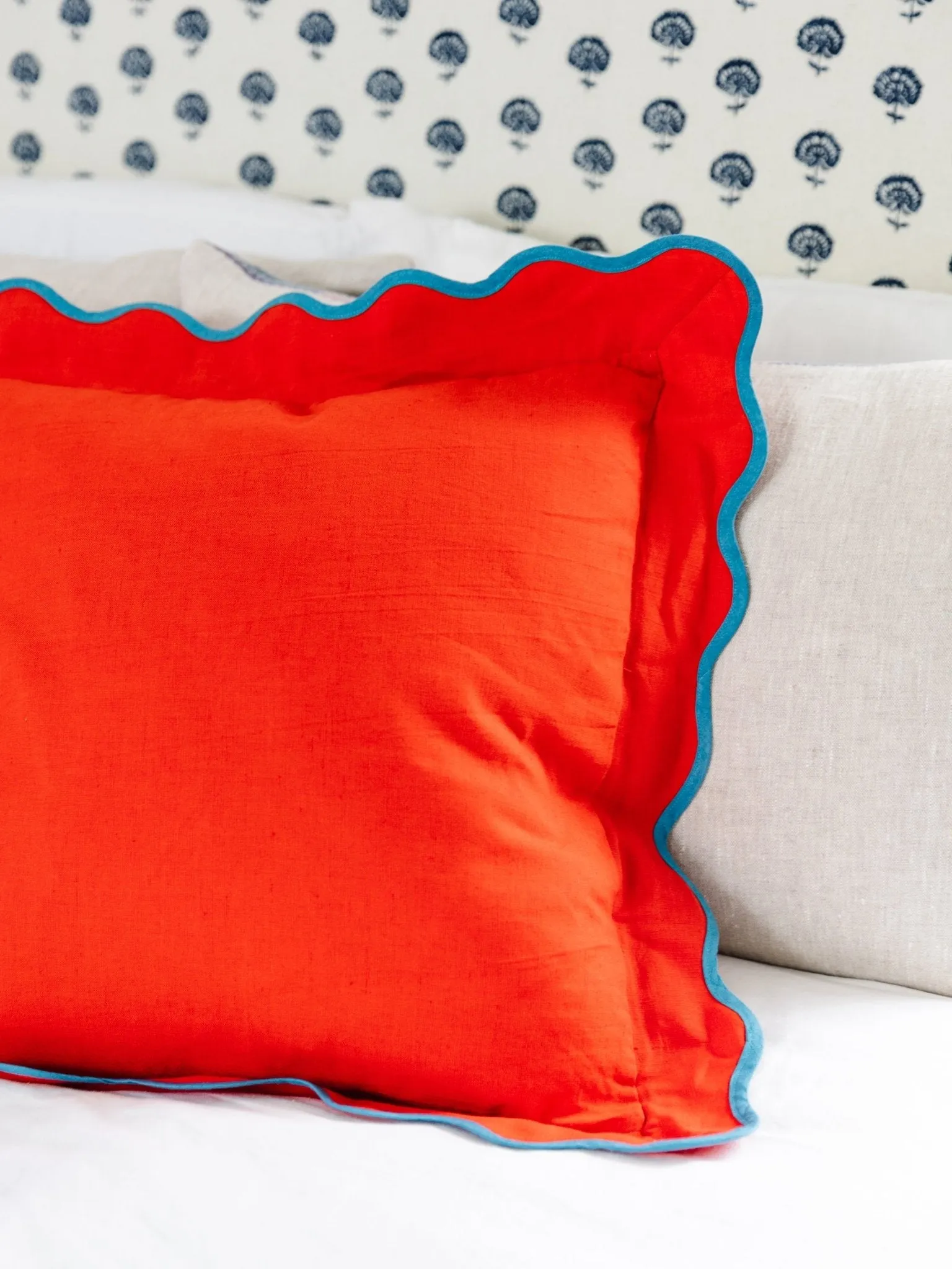 Darcy Linen Pillow | Cherry   Peacock