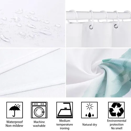 Dolphins design, shower curtain with 12 hooks.