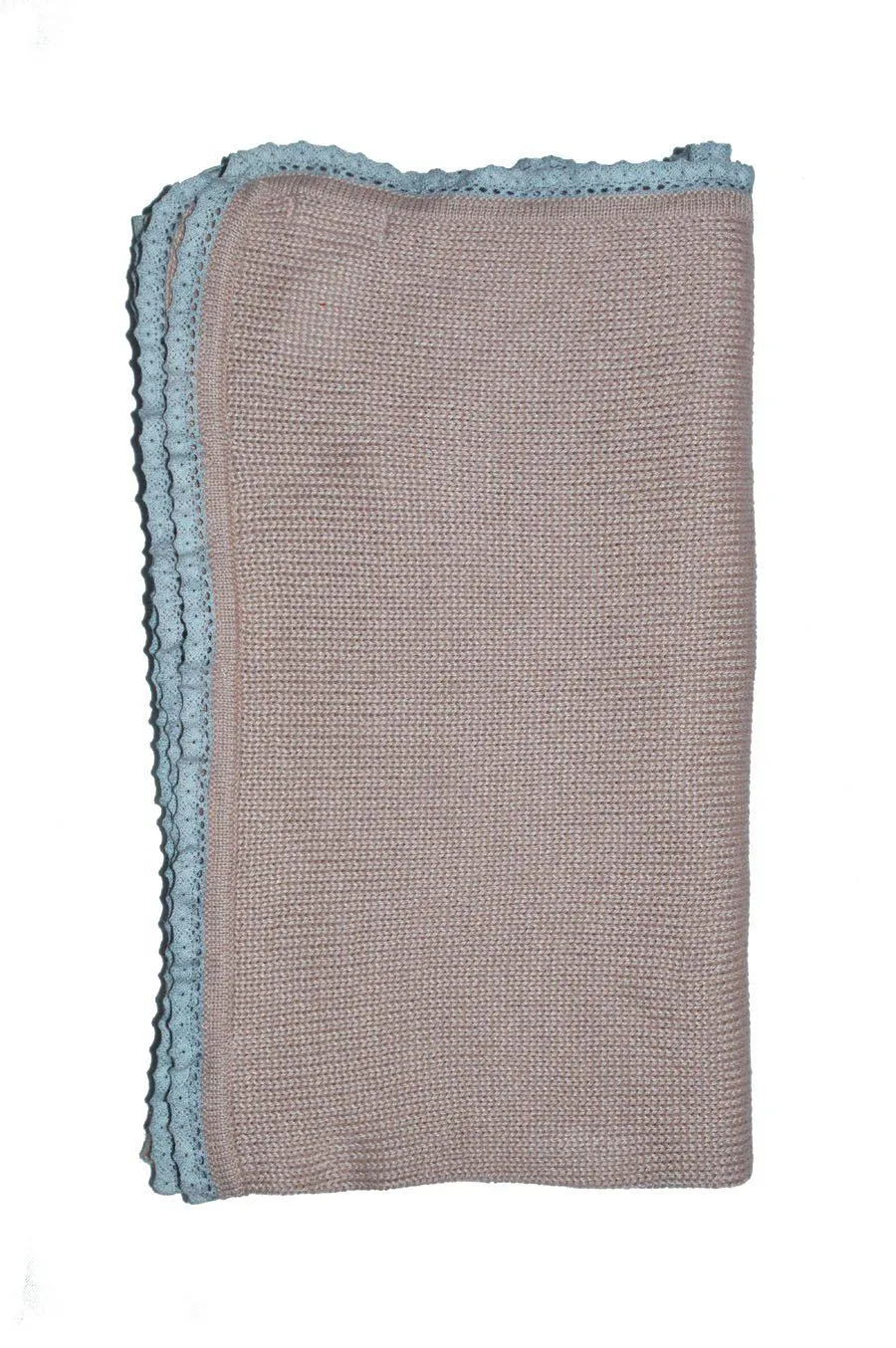 Dusty Pink Baby Alpaca Blanket with Grey Trim