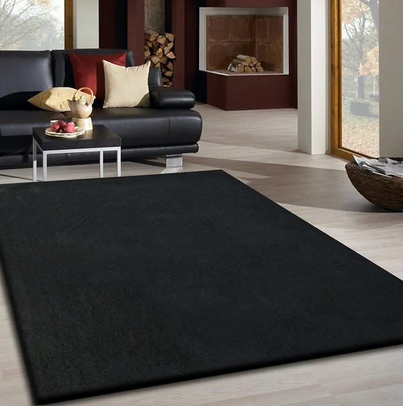 Fancy Collection Solid Black Shag Area Rug