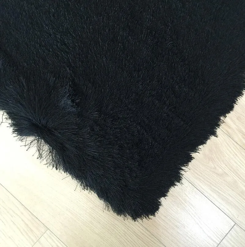 Fancy Collection Solid Black Shag Area Rug