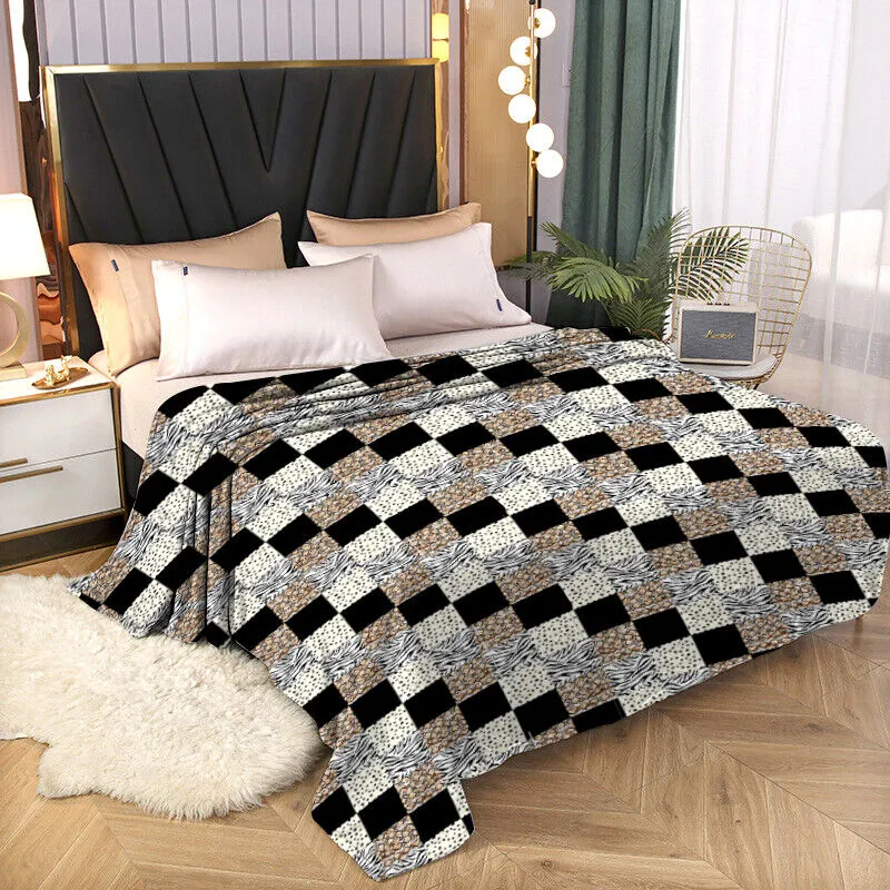 Fleece Sofa Throws Animal Skin Design Blankets Soft Warm Bed Comforter