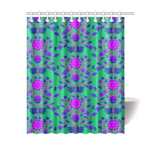 Floral Beadwork Four Clans Deep Lake Shower Curtain 60"x72"