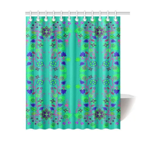 Floral Beadwork Seven Clans Deep Lake Shower Curtain 60"x72"