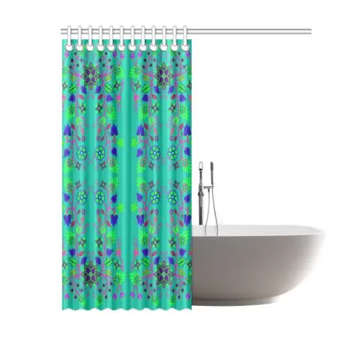 Floral Beadwork Seven Clans Deep Lake Shower Curtain 60"x72"