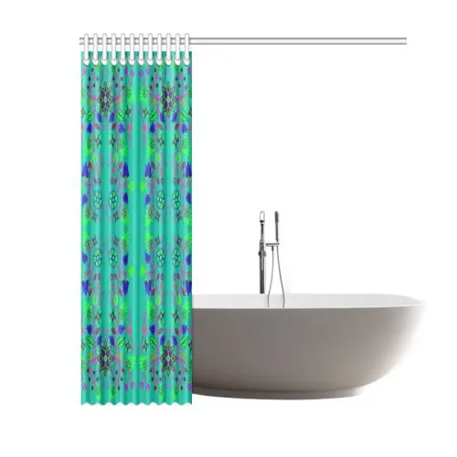 Floral Beadwork Seven Clans Deep Lake Shower Curtain 60"x72"