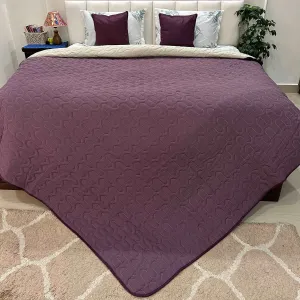 Fluffy & Heavy 200 GSM Microfiber Reversible Quilted Winter Comforters - Plum & Pearl