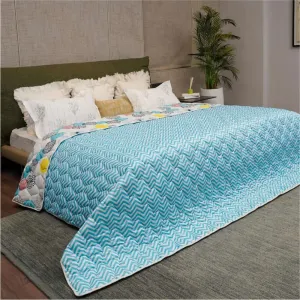 Fluffy & Heavy 200 GSM Microfiber Reversible Quilted Winter Comforters (Turkey Blue-Single, Double)