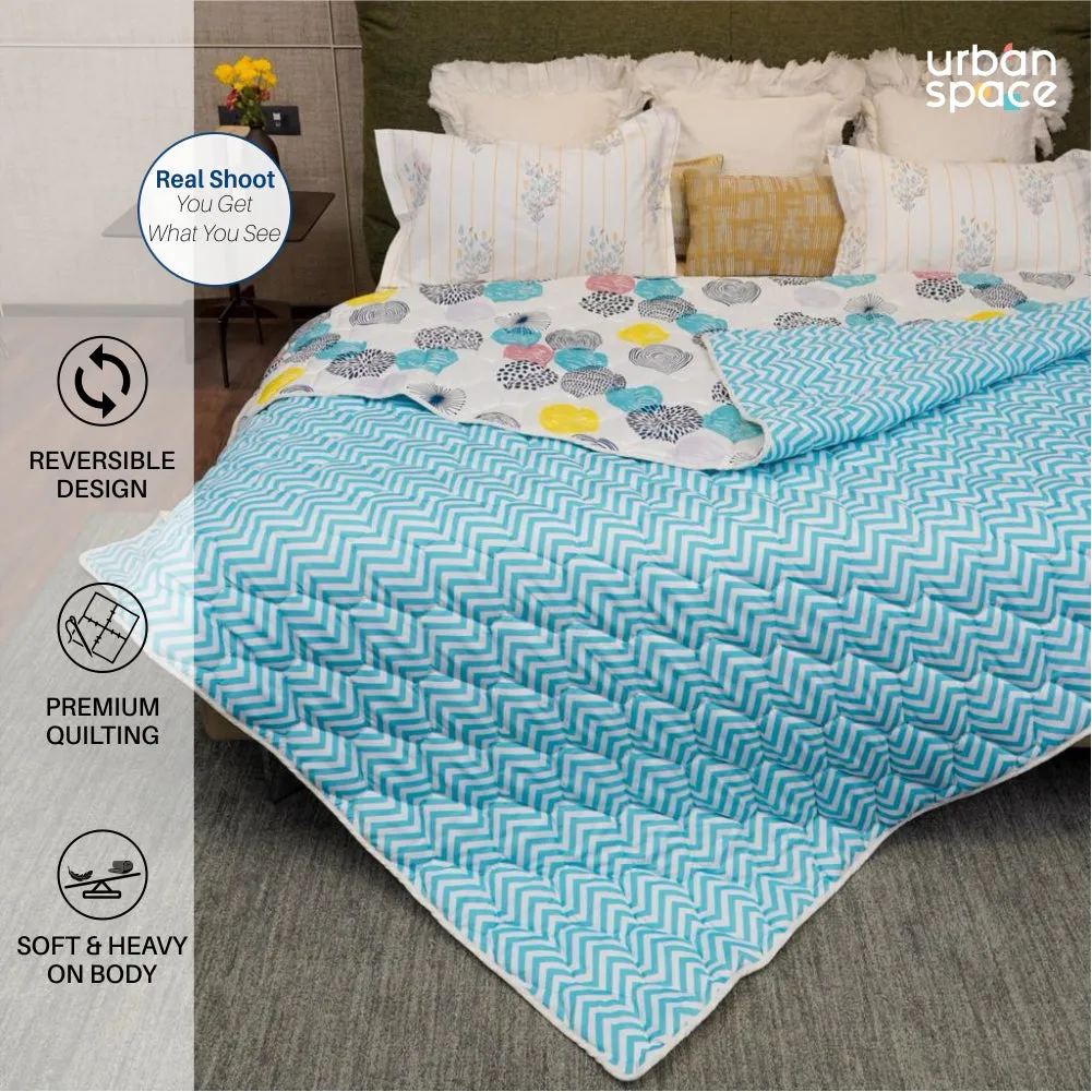 Fluffy & Heavy 200 GSM Microfiber Reversible Quilted Winter Comforters (Turkey Blue-Single, Double)