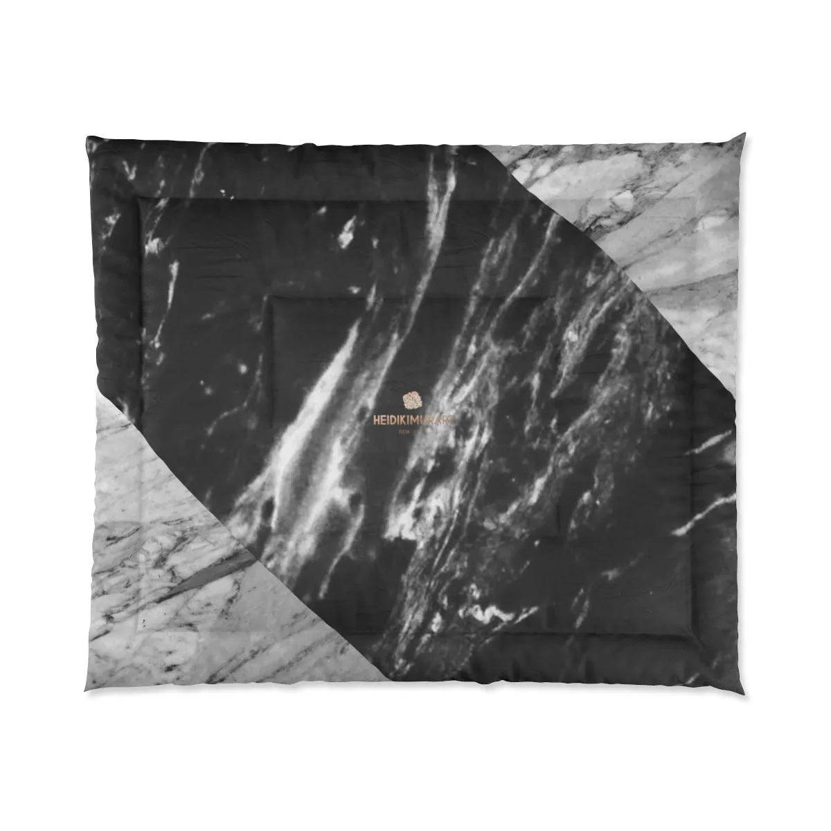 Gray Marble Comforter, Black Marble Print Comforter For King/Queen/Full/Twin Bed - Printed in USA