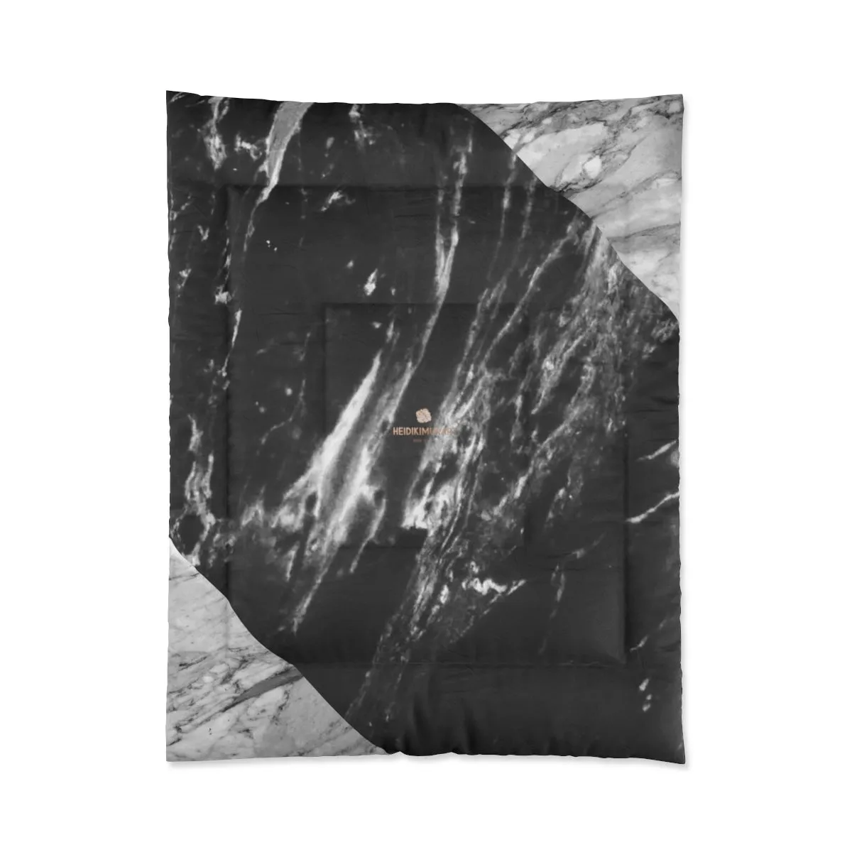 Gray Marble Comforter, Black Marble Print Comforter For King/Queen/Full/Twin Bed - Printed in USA