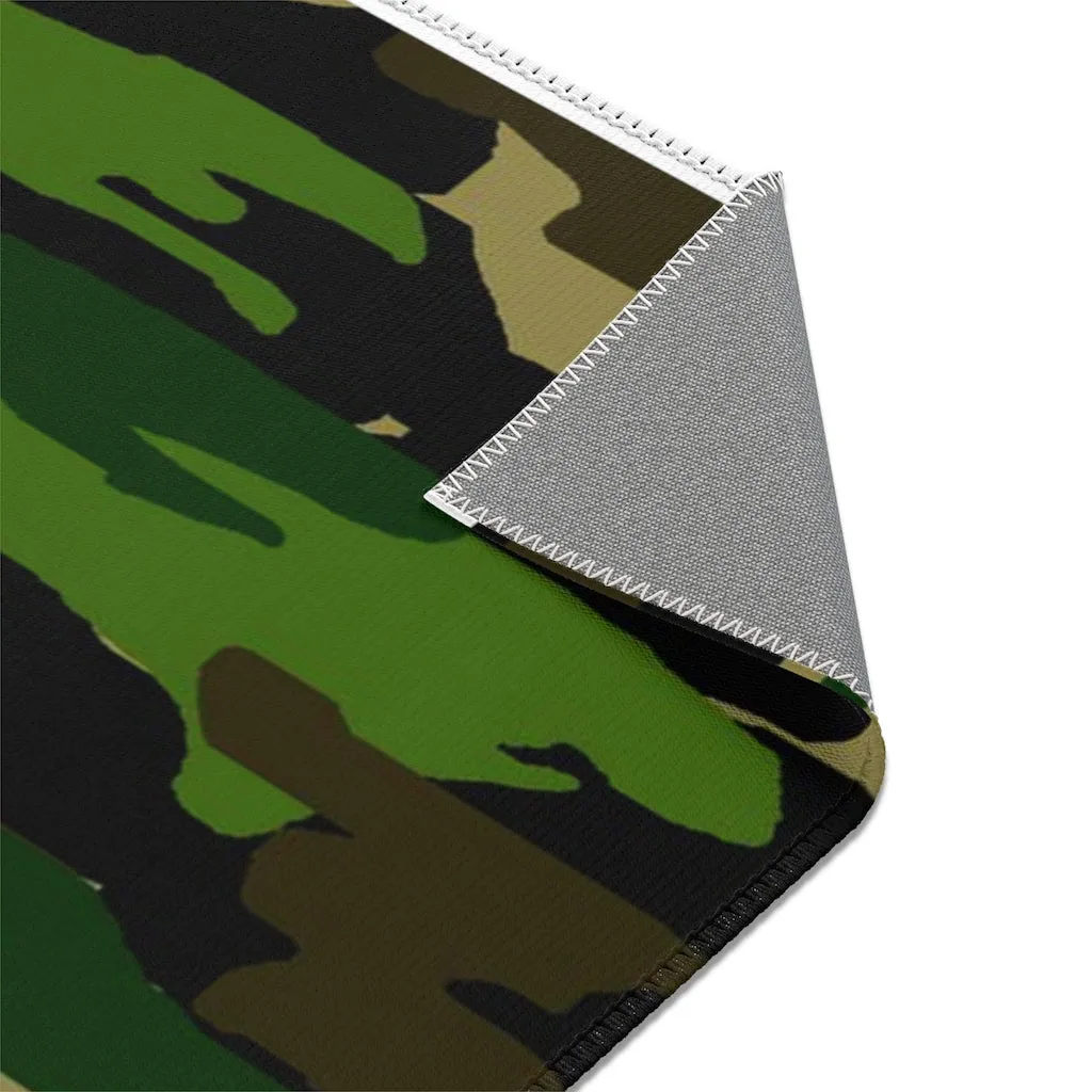 Green Camo Designer Area Rugs