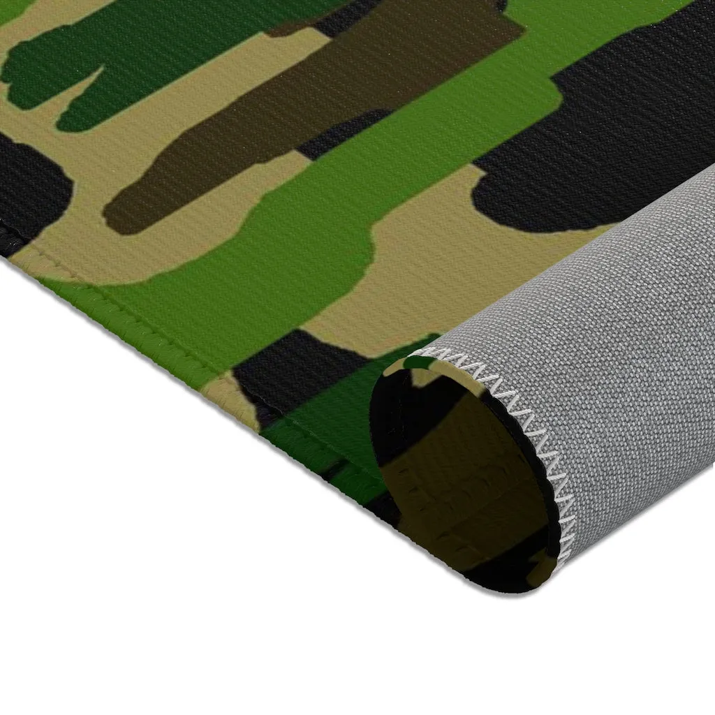 Green Camo Designer Area Rugs