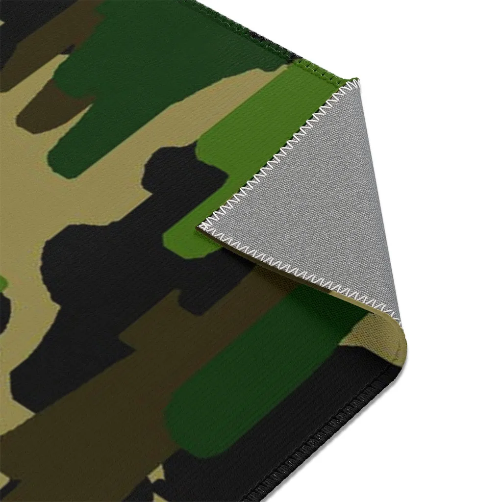 Green Camo Designer Area Rugs