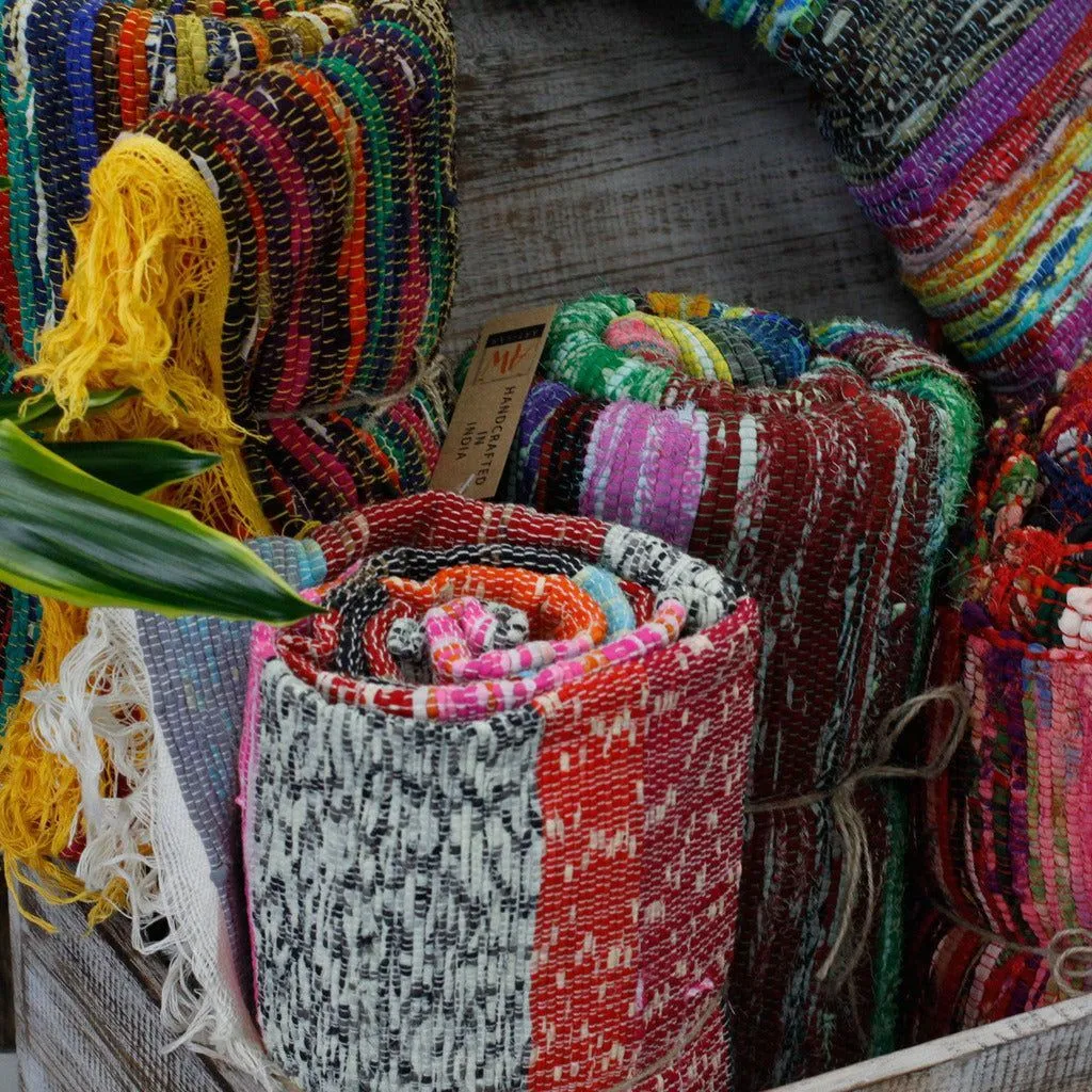 Handmade Indian Rag Rugs - 4 Colours - Cotton & Recycled Materials - Fairly Traded