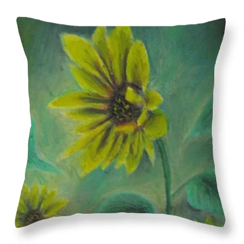 Hazing Sunflowers - Throw Pillow