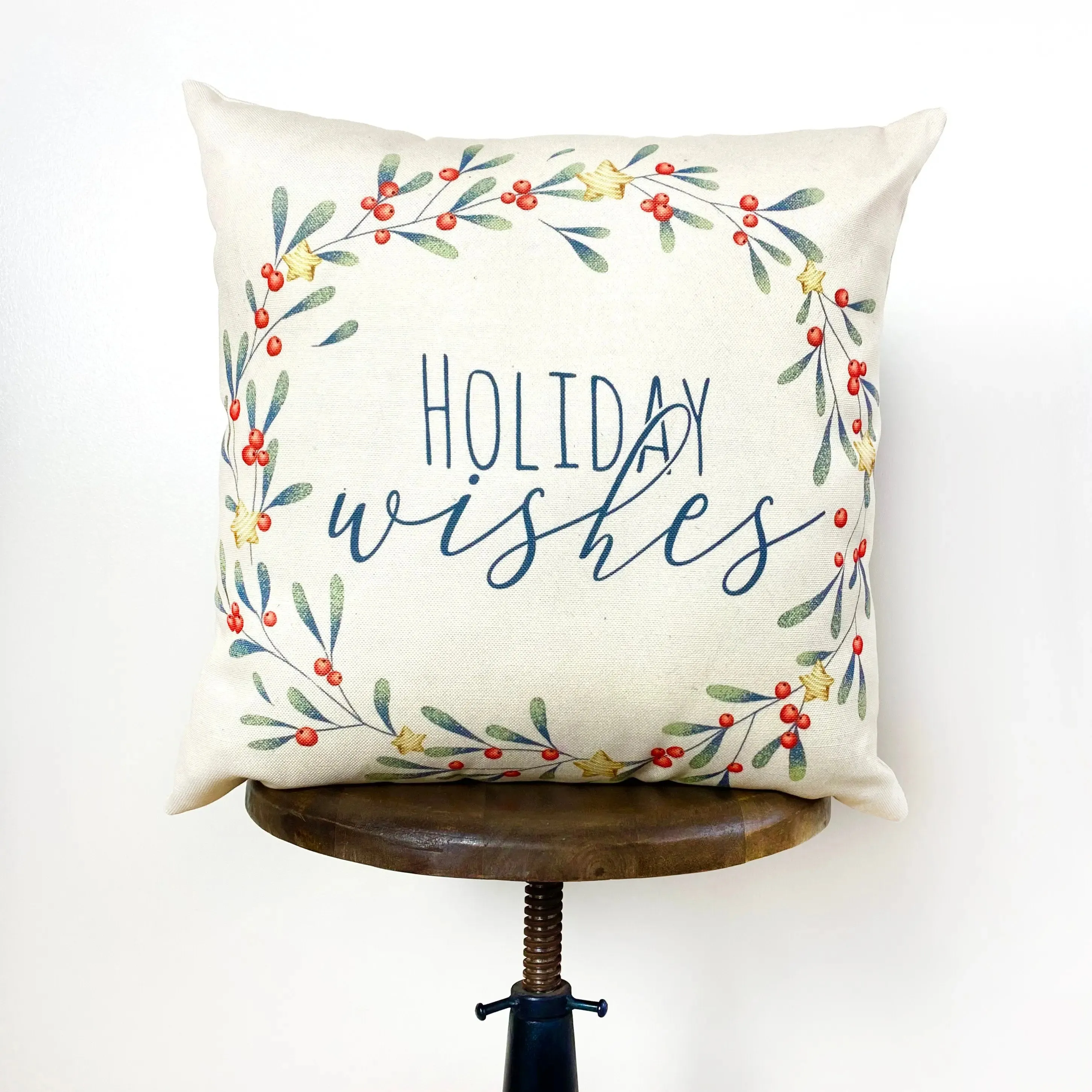 Holiday Wishes Throw Pillow Cover | Gift Ideas | Christmas Home Decor | Christmas Throw Pillows | Luxury Home Decor | Farmhouse Decor