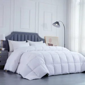 HOMBYS Feather and Down Comforter, Oversized King Comforter 120 x 120, White Extra Large Duvet Insert for All Season, 100% Cotton Cover Down Proof