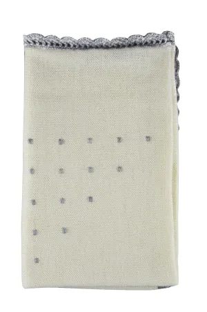 Ivory Alpaca Blanket with Grey Dots