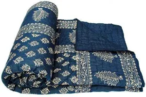 J SHREE 240 TC Single Bed Organic Cotton Jaipuri Razai Bed Blanket Ac Quilt for Winter Soft Light Weight Rajasthani Traditional Rajai Cotton Comforter,55 x 85 inch