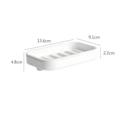 JIALTO ABS Plastic Multipurpose Kitchen Bathroom Soap Holder, Soap Case Stand Self Draining Soap Dish Holder, Soap Box, Non-Drill Wall Mount for Shower with Suction Cup for, Wash basins Holder