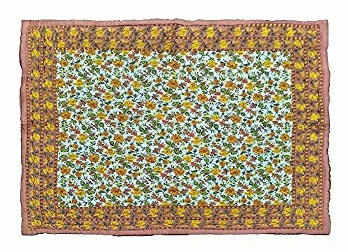 LOVEKUSH Craft 240 TC Double Bed Organic Cotton Jaipuri Razai Bed Blanket Ac Quilt for Winter Soft Light Weight Rajasthani Traditional Rajai Cotton Comforter 85 x 100 inch