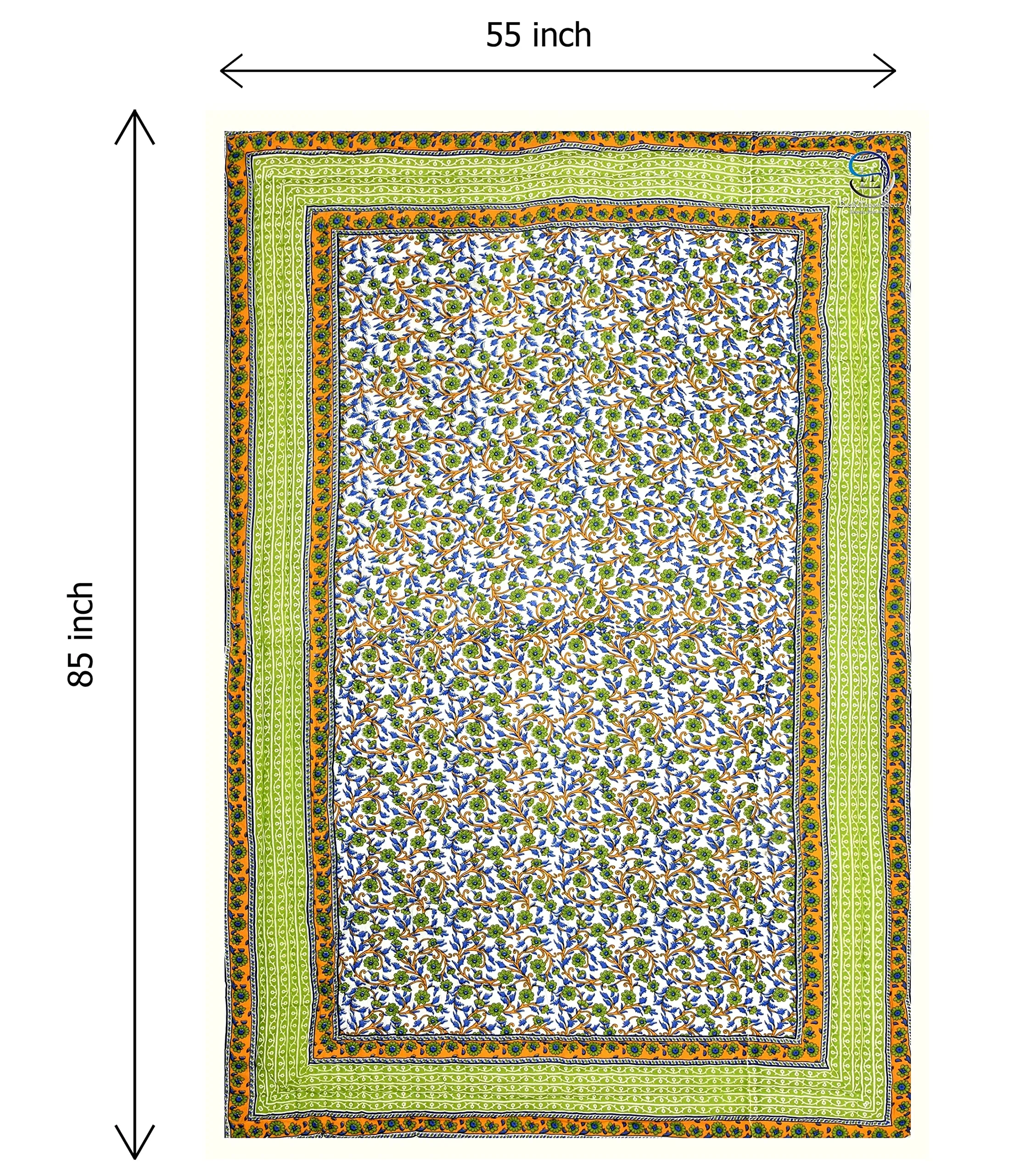 LushHavenDecor Rajasthani Cotton Filled Single Bed Jaipuri Razai Light Weight Soft AC Quilt Rajai Dohar Floral Print Quilts Blankets for Home (Size 55 X 85 inch) Green Set of 2