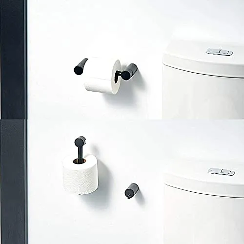 Matte Black Pivot Toilet Paper Holder for Bathroom, Wall Mount Toilet Roll Dispenser