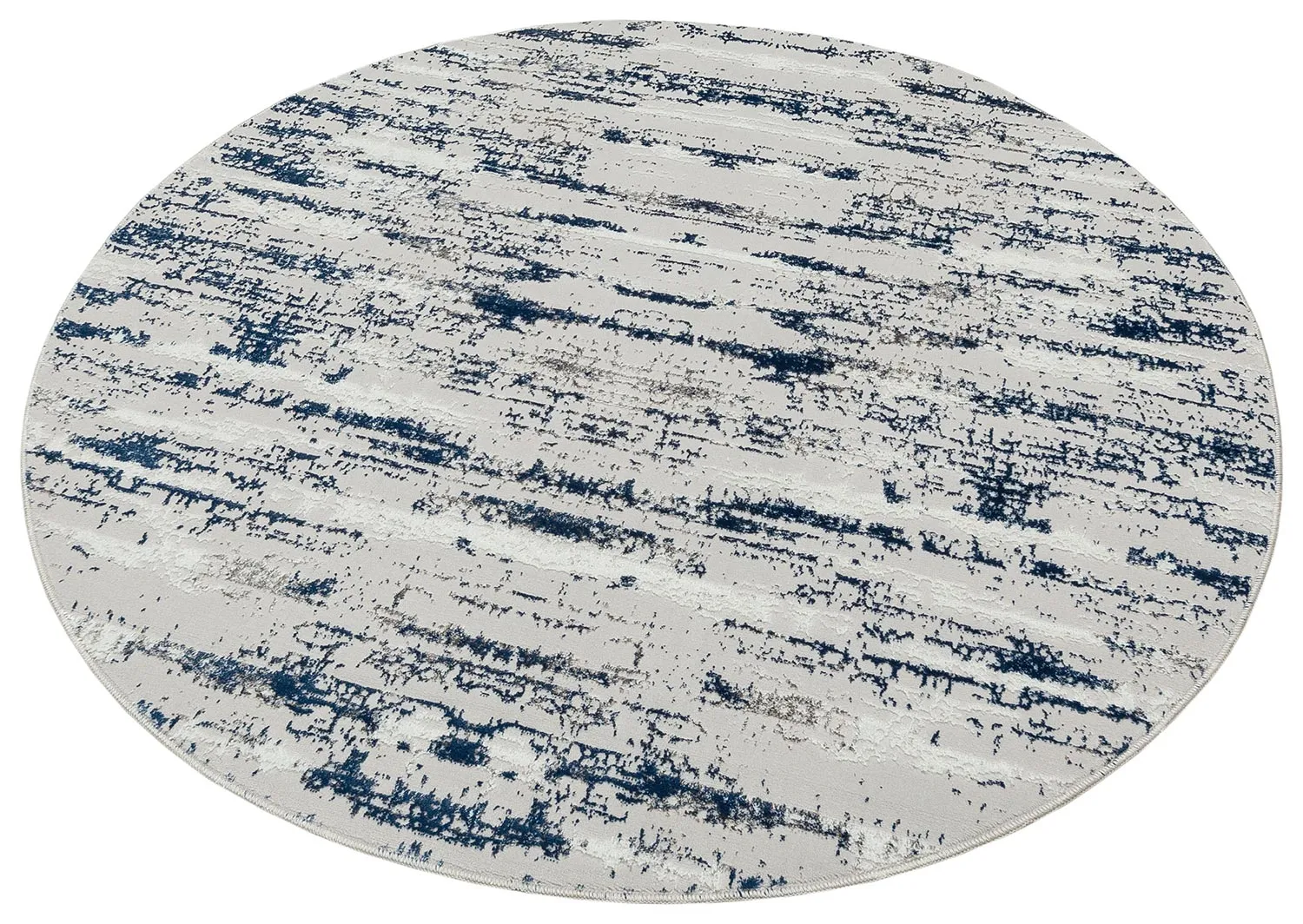 Milano Washable Nautical Navy Blue Woven Round Area Rug