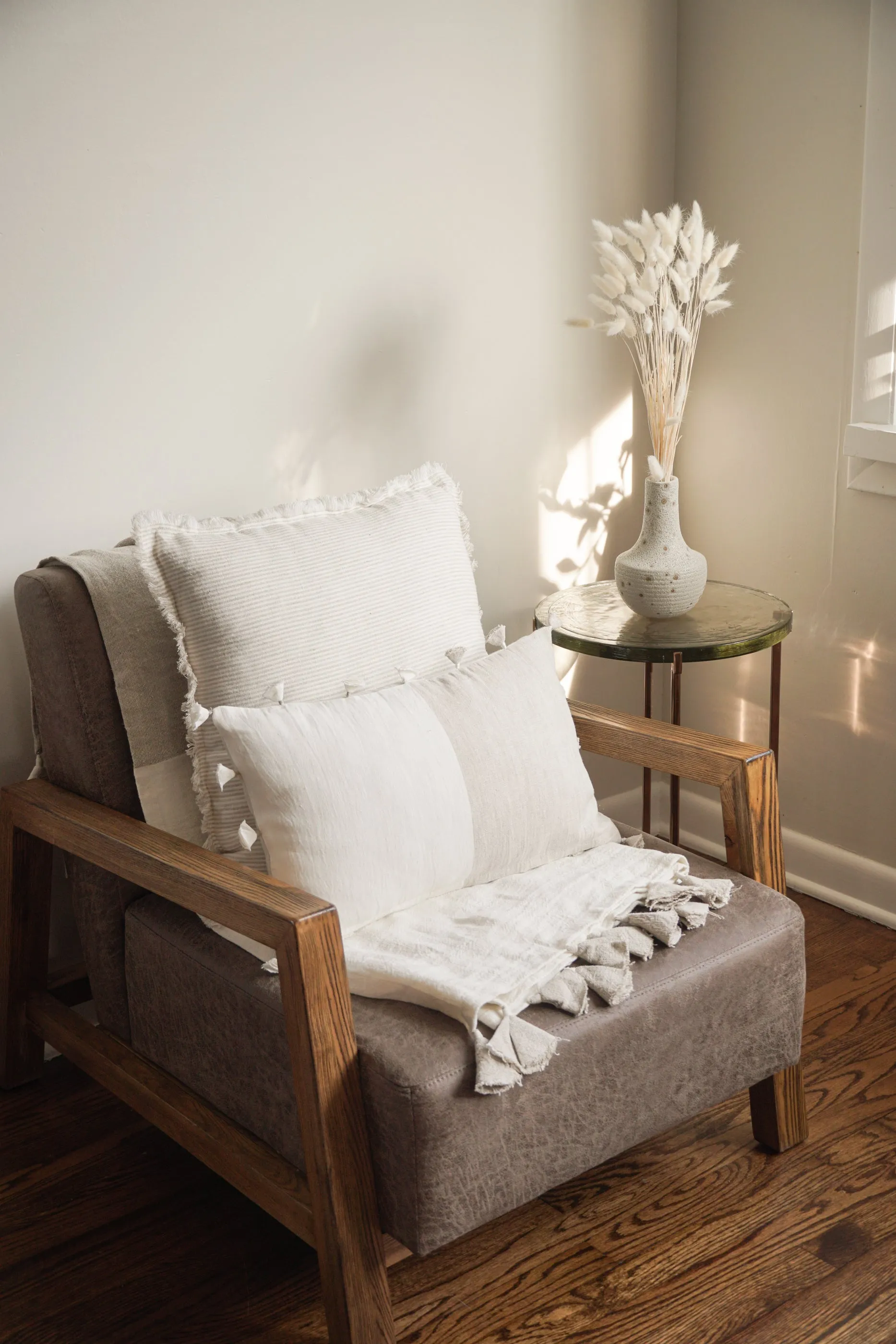 Natural Beige & White Striped So Soft Linen Pillow