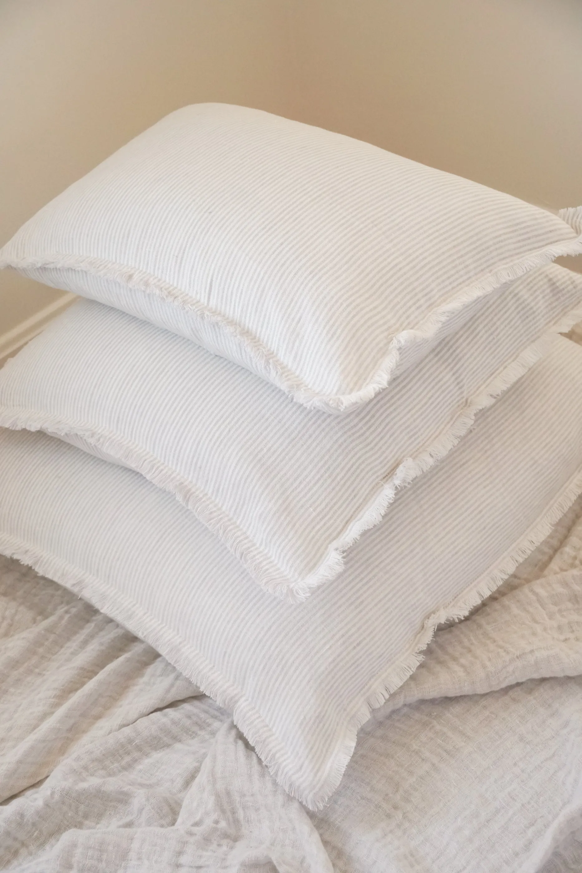 Natural Beige & White Striped So Soft Linen Pillow