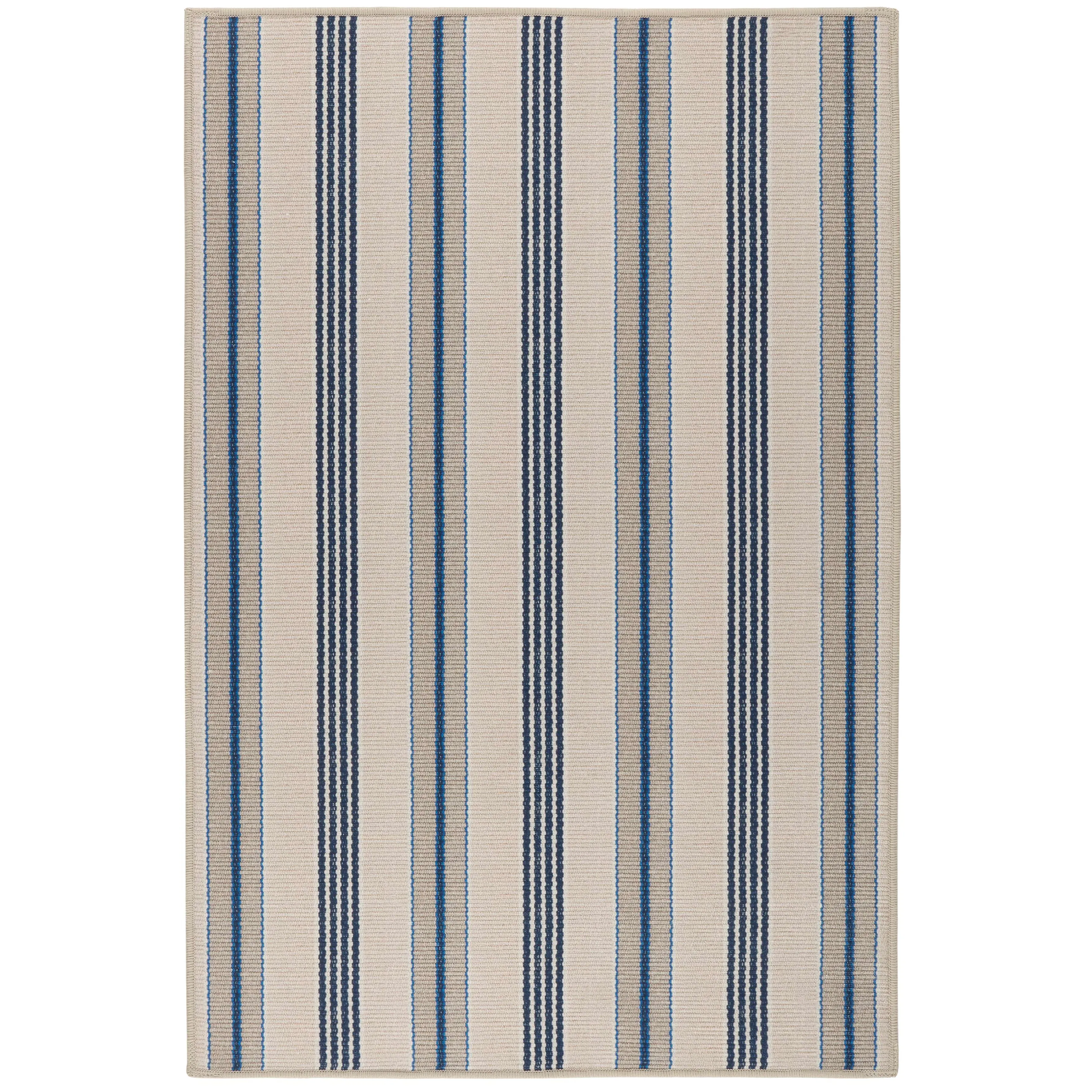 Nimes Ticking Neutral Machine Washable Rug