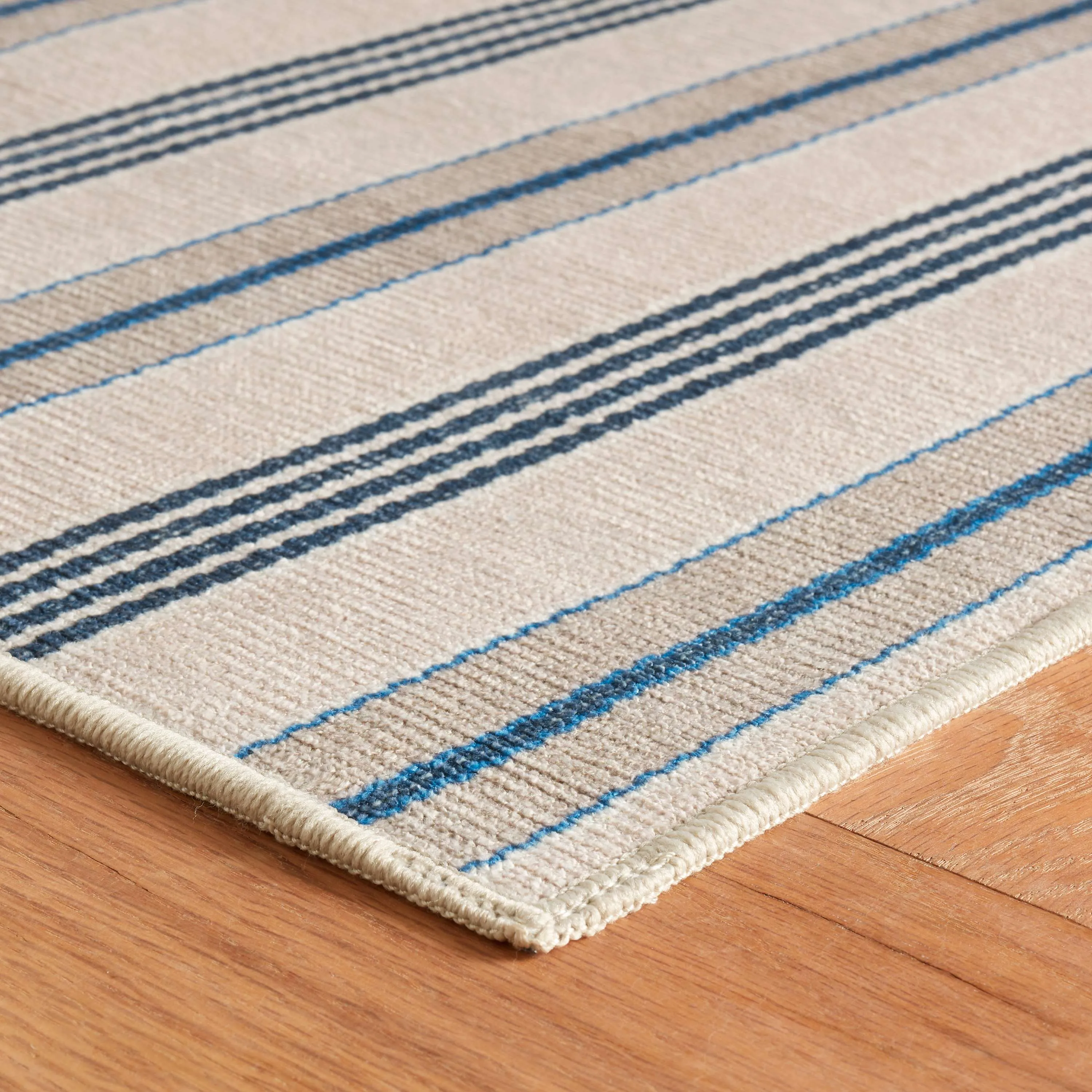 Nimes Ticking Neutral Machine Washable Rug