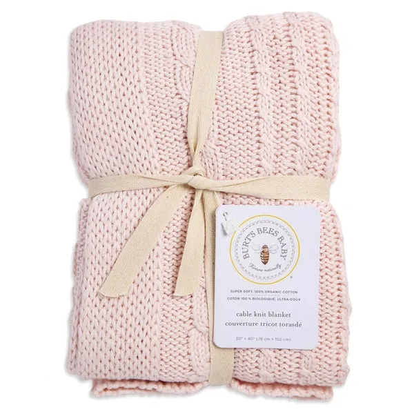 Organic Cotton Cable Knit Stroller Blanket - Blossom